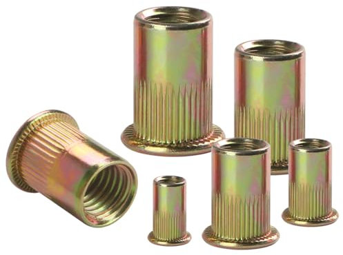 BOUMVID 30 Piezas M5 Tuercas Remachables de Acero al Carbono Galvanizadas, Remaches Roscados para Metal Plástico y Muebles Madera, Galvanizar Roscadas Tuercas Remachables de Cabeza Plana