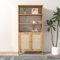 CONCEPT USINE | Vaisselier Style Scandinave | Design CANGE Finition Bois | 2 Grandes Portes Effet Cannage | 3 Etagères Pratiques | Rangement Spacieux | Meuble Salle à Manger ou Cuisine