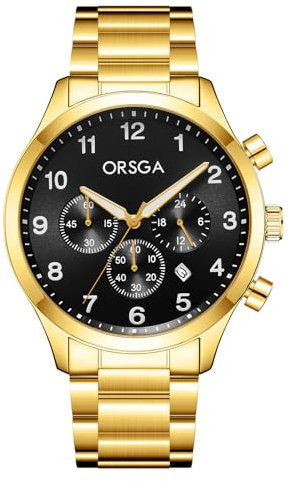 CIVO Uhren Herren Chronograph Analog: Gold Herren Uhr - Edelstahl Großes Ziffernblatt Armbanduhr für Männer