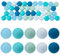 SOFPLATE 1 boîte de 60 perles Rondes en Silicone Bleues en Vrac de Couleurs Mélangées de 15mm et 16mm en Caoutchouc Souple pour Bracelets Porte Clés Stylos à Perles Colliers Fabrication de Bijoux Perl