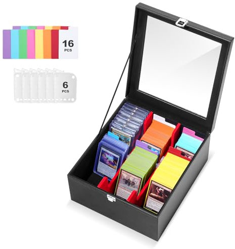 ProCase Sammelkarten-Aufbewahrungsbox mit klarem Deckel, MTG, TCG, Toploader, Yugioh, Sportkarten -SchwarzRot