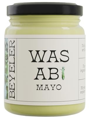 BEYELER® Wasabi Mayo | Gourmet Mayonnaise mit Wasabi | Hochwertige Mayo mit einer exotischen Schärfe von Ingwer | Hochwertigste Zutaten | Eier aus Freilandhaltung | 250ml Glas