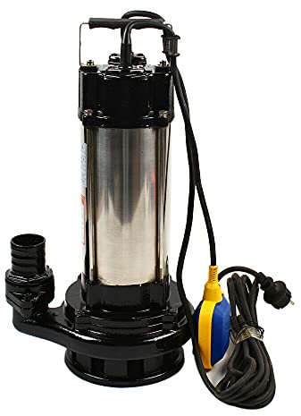Pompa per acqua sporca, aspirazione piatta, 1500 W, 2 HP, 2850 giri/min, pompa sommersa per acqua sporca, 22 m, portata 36 m³/h, pompa sommersa con IP68 integrato