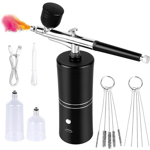 Kit Aérographe Sans Fil,Compresseur Kit Aérographe,Aérographe Manuel Rechargeable,Kit Portable Rechargeable Aérographe Pour Maquillage,Décoration De Gâteaux,Nail Art,Modelage De Tatouage,Rechargeable