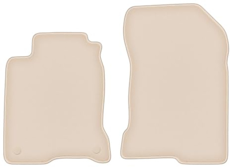 Velours-Fußmatten vorne passend für Renault Laguna III 2007-2015, Beige | passend für Coupé; geschorener Premium-Velours (100% Polypropylen), ca. 8 mm; rutschfest, runde Befestigungen (Typ RN)
