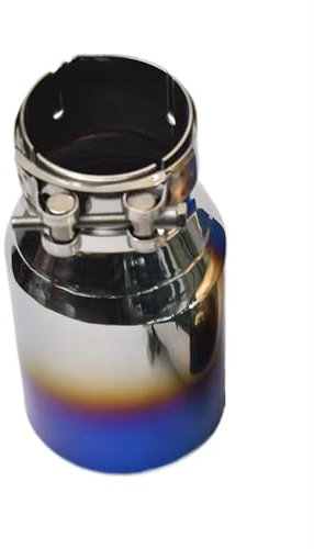 DZSLLOOI Auspuffblenden 1 Stück Universal Gebranntes Blaues Edelstahl-Auspuffrohr Mit Flachem Flansch Und Lockiger Schalldämpferspitze Endrohrblenden Blende(IN 57MM Out 101MM)