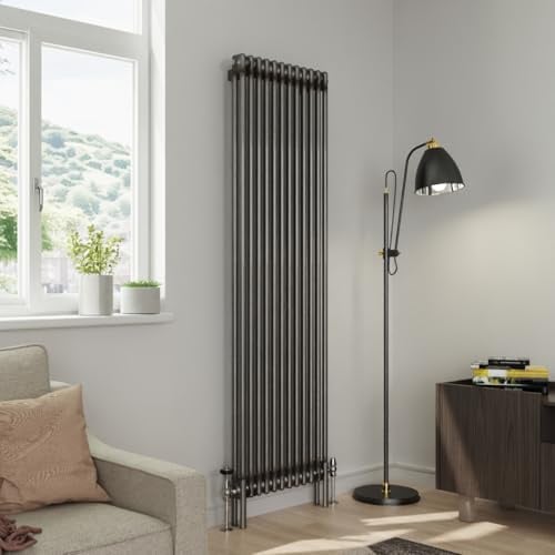 Warmehaus 1800x560mm Raw Metal Traditional Vertical Radiator Double Column | Cast Iron Style Upright Radiator Central Heating, High Heat Output, Durable Finish, Premium Mild Steel, Certified and Tested