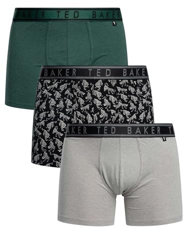 Ted Baker 3-Pack Cotton Boxer Brief Size M Trekking Green/Black Tiger/Heather Grey