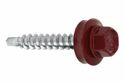 Trapezblechschrauben Bohrschrauben mit EPDM Dichtscheibe für Holzunterkonstruktionen - Blechbohrschraube für Holzuntergrund (RAL3005 - Weinrot, 4,8 х 25 mm (250 Stück))