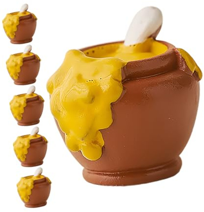 FONDOTIN 6pcs Miniature Honey Pot Resin Dollhouse Accessories Mini Jars for Miniatures Dollhouse Scenery Props Adorable Home Decor Party Favors
