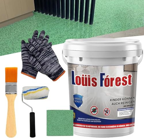 Louis Forest Peinture de sol époxy Resine Sol Exterieur, revêtement de sol époxy effet marbre brillant, imperméable et antidérapant, sûr et respectueux de l'environnement (vert vif)