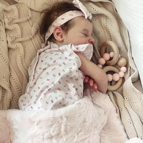 ROSHUAN Reborn Babypuppen Silikon Ganzkörper-Mädchen Laura 50,8 cm realistische lebensechte Babypuppe, die echt schlafende Neugeborene Puppen aussehen bewegliche reale Babypuppe für Kinder Geschenke
