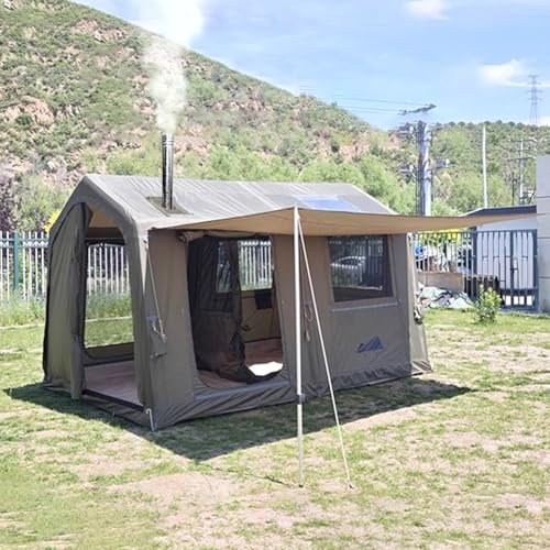 Sport Tent 4 Season Waterproof Inflatable tent Pop-Up Tent with Detachable Awning and Stove Jack Hole,2-4 Person Camping Tent with Separate Living And Sleeping Area,Quick to set up