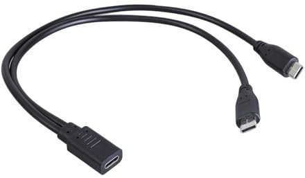 ULIJTH Type C To Type C Female To 2 Male Splitter Cable Connectings And Charging Two Type C Devices At Once