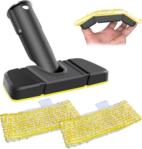 3Pcs Flexible Hand Nozzle with Cloth Set Accessories for Kärcher SC1 SC2 SC3 SC4 SC5 Steam Cleaner for Counter Top, Upholstery, Floor, Tile, Curtain, Black