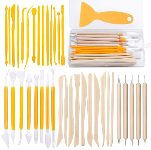 Polymer Clay Tools, Pottery Clay Sculpting Tools Kit Wood Carving Tool | Polymer Modelling Tool Set for Sculpture, Modelling, Dotting, Pottery Craft, Engraving, Shaping, Embossing