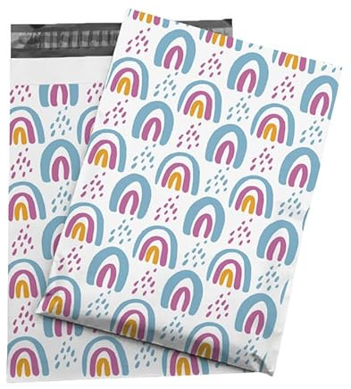 Designer Poly Mailer Bag Mailing Postal Bags Gifts Shipping Wrapping Design Pattern Envelope for Mail [Pack of 100] (Rainbow, 10 x 13 Inch)