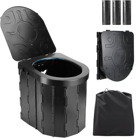 Exsink Toilette Portable Camping,Seau Hygiénique pour Voiture | Toilette Pliable,Toliet pour Hommes et Femmes,pour Campings,Randonnée,Camping Car,1Sac de Rangement, 36 Sacs de Nettoyage