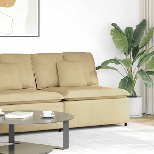 Hoopleep Modulares Sofa Mittelmodul mit Kissen, Graugrün, 100 cm Cordstoff, Metallrahmen, für Wohnzimmer, gemütliche Sitzgruppe