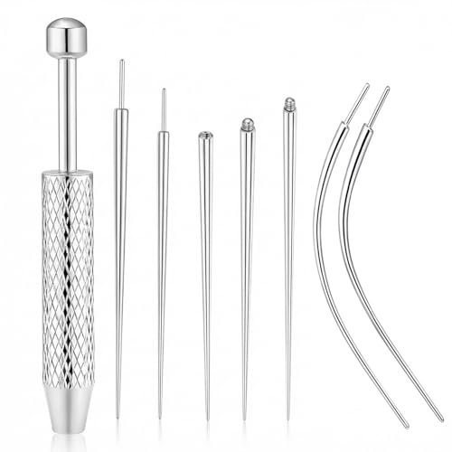 SWYZOR Pinza Piercing,8 Pezzi Inseritore Piercing, Ausilio per L'inserimento Conico in Acciaio Chirurgico, Kit Fai da Te per Piercings a Orecchie,Naso,Ombelico e Labbro