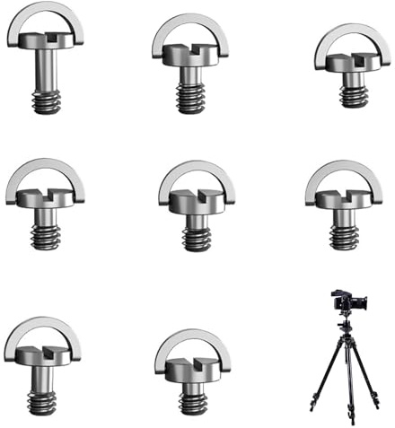 Neikafan 8 Estilos de Tornillos de 1/4 con Anilla D para Montaje en Cámara | de Acero Inox y Mango para Trípode de Lberación de 1/4 Tornillos para Micrófono Camera Soportes Accesorios