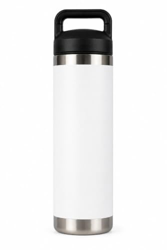 Botella Térmica 600 ml de Acero Inoxidable 304, Termo de Agua Reutilizable con Doble Pared al Vacío, Mantiene Bebidas Frías y Calientes hasta 24 h, Libre de BPA, Antigoteo, Botella para Café, Blanco