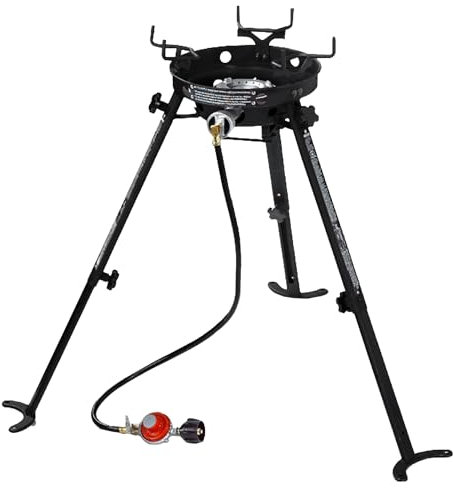 Eastman Outdoors 90411 - Quemador portátil Kahuna con olla XL y soportes wok con patas ajustables y extraíbles, negro, paquete de 1