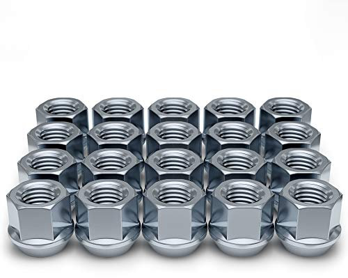 White Knight Dadi filettati da 1/2-20 per ruote aftermarket o di fabbrica, 20 dadi cromati, seduta a ghianda con estremità aperta, in acciaio al carbonio per una costruzione durevole e una facile