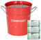 Red Metal Kitchen Compost Caddy & 150x 6L All-Green Compostable Bags - Composting Bin for Food Waste Recycling