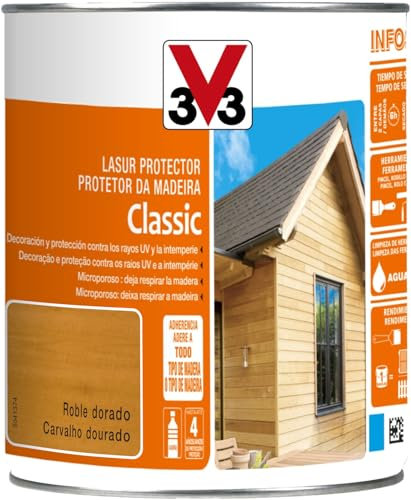 V33 Protector Decorativo De La Madera Classic Satinado Roble Dorado 0,75L
