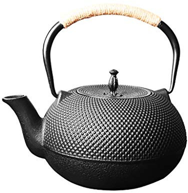 HUYP Hervidor Tetera De Hierro Fundido Espesante De 2 litros De Agua Estufa De Té Hervir Té De Kungfu Cocinar Té Tetera Negra Inicio