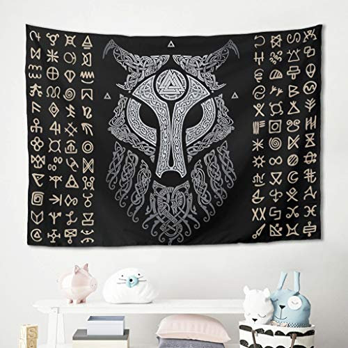 Homedb Wikinger Tier Fuchs Totem Wandbehänge Wandteppich Tapisserie Picknick Decke Yoga Meditation Mat Tabelle Tischdecke Schlafzimmer Wand Dekor White 150x130cm