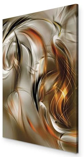 murando - Wandbilder Abstrakt 60x90 cm 1 tlg - Wand Deko Vlies Leinwand Bilder Groß Wanddeko Wohnzimmer Schlafzimmer Kunstdrucke - Welle orange braun a-A-0530-b-a
