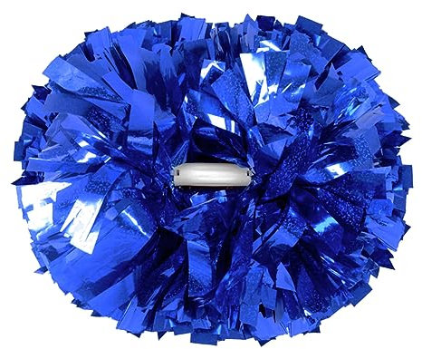 Hooshing Pompons für Cheerleading, holografische Pompons mit Stabgriff, für Teamgeist, Schule, Sport, blau, 2 Stück