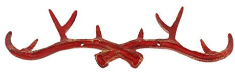 Backbayia Metall Geweih Wandhaken Kleiderhaken Garderobenleiste Hakenleiste Wanddeko für Wohnzimmer Schlafzimmer (Rot)