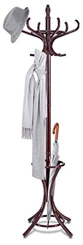GIANTEX Portemanteaux pour Entrée,Hauteur 184 cm, Perroquet Porte Manteau avec 12 Crochets & Porte-Parapluies, Portant à vêtements sur Pied en Forme d'arbre, pour Entrée,Couloir (Marron)