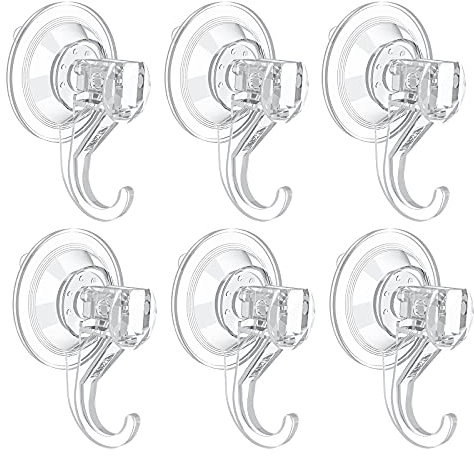 VIS'V Suction Cup Hooks, Small Shower Suction Hooks, Heavy Duty, Removable and Reusable, Clear, 6 Pcs