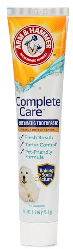 Arm & Hammer Complete Care Enzymatic Dog Toothpaste, Peanut Butter Flavor, Baking Soda and Calcium, Enzymatic Tartar Control Formula, Non-Toxic, Fluoride Free, 6.2 Oz
