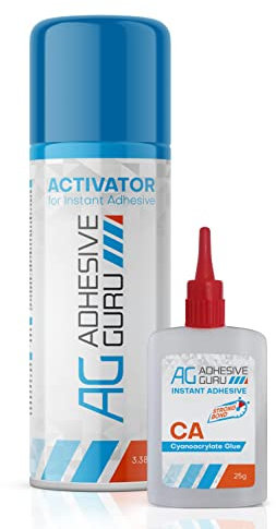 Adhesive Guru CA Glue with Activator Accelerator Spray Woodworking (25 gr - 100 ml) Ca Glue Kit (1 Pack)