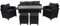 Mendler Poly-Rattan Garnitur HWC-E95, Garten-/Lounge-Set Sitzgruppe, Spun Poly halbrundes Rattan - schwarz, Kissen anthrazit