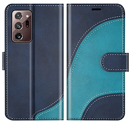 BoxTii Hülle für Galaxy Note 20 Ultra, Leder Handyhülle für Samsung Galaxy Note 20 Ultra, Ledertasche Klapphülle Schutzhülle mit Kartenfächer und Magnetverschluss, Blau