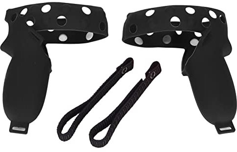1 Paar Touch-Controller-Griffhülle für 2, Anti-Throw-Griffgriffe Knöchelriemen VR-Schutzhülle, mit Verstellbarem Handgelenk-Knöchelriemen 2 Griffhülle(Schwarz)