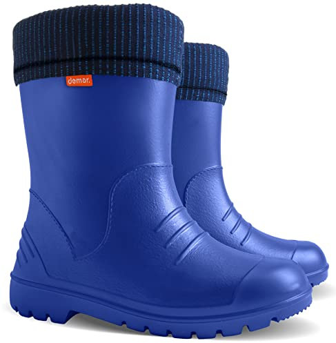 Demar Dino Kids Warm Lined Wellington Boots 192 mm (12-13 UK Child, 30-31 EU, Blue)
