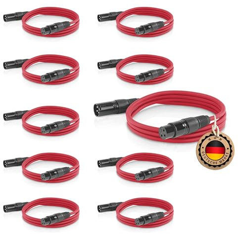ETEC Professional 10x XLR Audio Kabel 1,5m - Mikrofonkabel, DMX Kabel, Symmetrische XLR Kabel für Musik, Lichttechnik, und DJ-Equipment