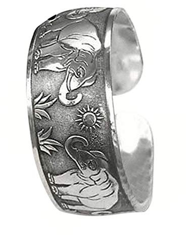Vintage tibetische Silber Elefant Geschnitzte offene Armreif Manschette breites Armband Schmuck Praktisches Design und langlebig
