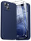 GOODVISH 3 in 1 Designed for iPhone 14 Plus (6.7) Liquid Silicone Case 2022, with 2 Pack Screen Protector, Shookproof, Anti-Scratch Gel Rubber Slim Phone Cover [360° Full Protection], Navy Blue