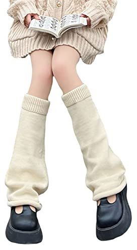 Damen Fell Beinstulpen Flauschig 80er Jahre Sexy Tanz Strumpfwaren Spaß Pelzige Leggings für Mädchen Stiefel Weihnachten Einhorn Kostüm (Beige, Einheitsgröße)