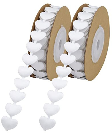 JIHUOO 10 Meter Herz Geschenkband Herzen Dekoband Herzband Hochzeitsband Dekorationsband für Hochzeit Valentinstag Weiß