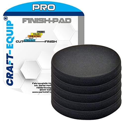5er Sparpack Craft-Equip PRO RO Polierschwamm Polierpad mit Klettverschluss Made IN EU (5er Sparpack 125mm RO Polierschwamm Finish Grau)