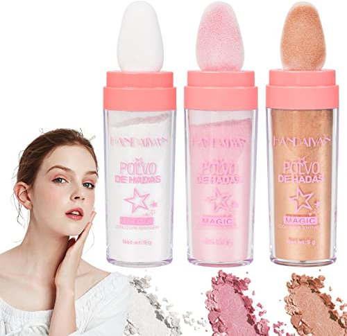 Disnace Polvo De Hadas Glitzer Patting Puder,Körper Aufhellen Schimmer Sparkle Patting Puder,Glitzer Patting Puder, Body Glitter Highlighter Patting, Fairy Highlighter Powder